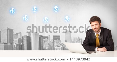 Stock photo: Announcer Presenting The City Energy Consumption