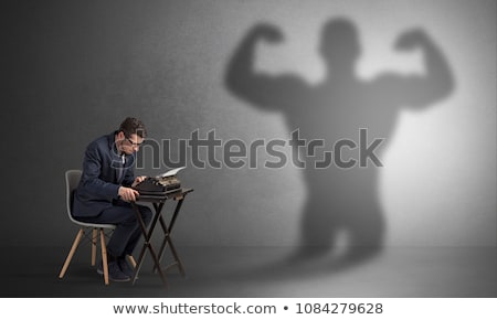 Stock photo: Hard Worker Afraid Of Scary Monster