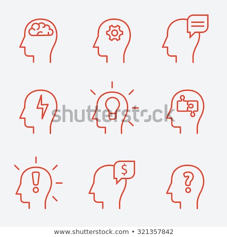 Stockfoto: Human Psychological Problems - Line Design Style Icons Set