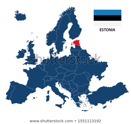 Stock foto: Blue Contour Of Detailed Europe Map On White