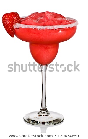 Stockfoto: Frozen Strawberry Margarita Daiquiri Isolated On White
