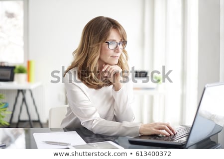 Stock fotó: Business Woman With Laptop