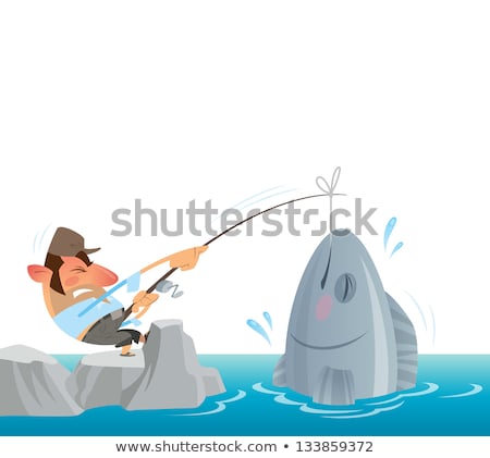 ストックフォト: Fisherman Catching And Pulling Out Of The Sea A Big Fish