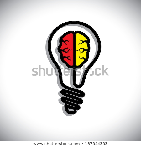 Foto stock: Light Bulb Icon On Red Puzzle