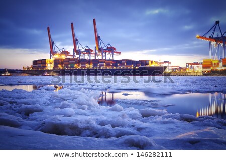 Сток-фото: Image Of Cargo Ship At Twilight Time