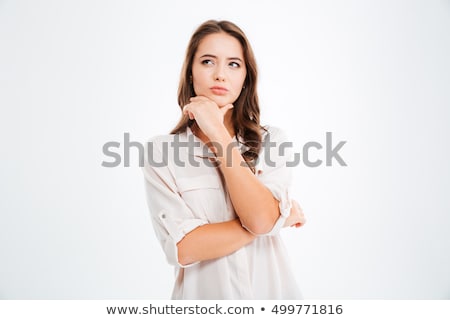 Stok fotoğraf: Girl Thinking Over White