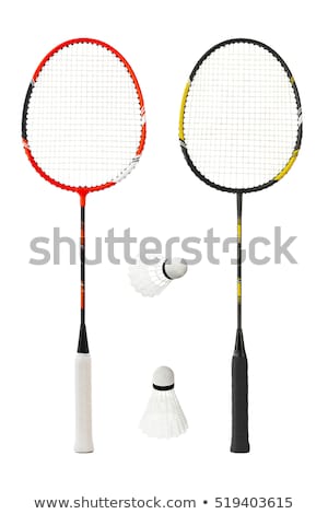 Foto stock: Shuttlecock On Badminton Racket