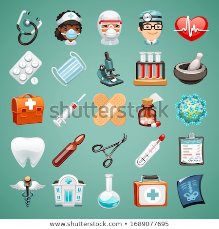 ストックフォト: Stethoscope And First Aid Kit Character