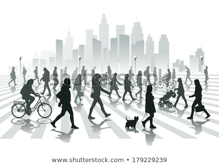 Stock photo: Silhouettes Of People Walking On City Street