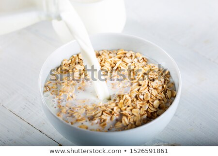 Сток-фото: Oat Flakes Milk And Fruit