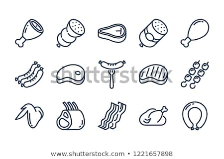 Сток-фото: Grilled Sausage Line Icon