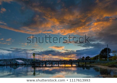 Сток-фото: Sunset Over Boat Ramp At Anacortes Marina