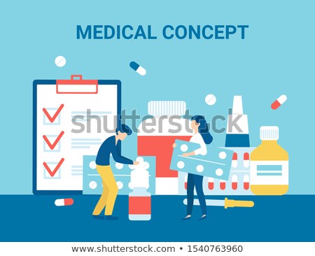 Сток-фото: Pharmacy Medication Items Set Vector Poster