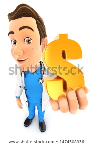 Stock fotó: 3d Doctor Holding Gold Dollar Sign