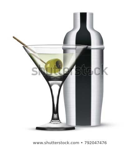 Сток-фото: Vodka Martini Gin Cocktail In Modern Glass With Olives In Metal