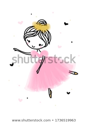 ストックフォト: Hand Drawn Cartoon With Adorable Little Ballet Dancer Editable Stroke