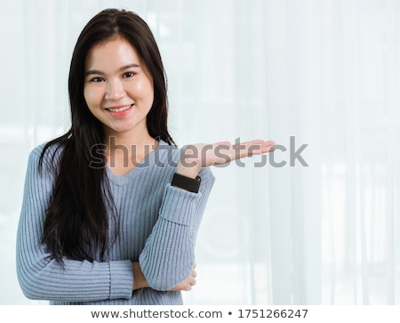 Stockfoto: Asian Brunette Indian Woman With Long Hair Closeup