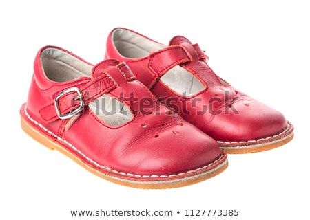 Stok fotoğraf: Little Girl In Red Shoes Isolated On White Background