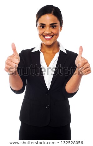 Сток-фото: Double Thumbs Up From A Smiling Businesswoman