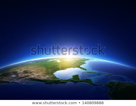 Foto stock: Earth Sunrise Over Cloudless North America