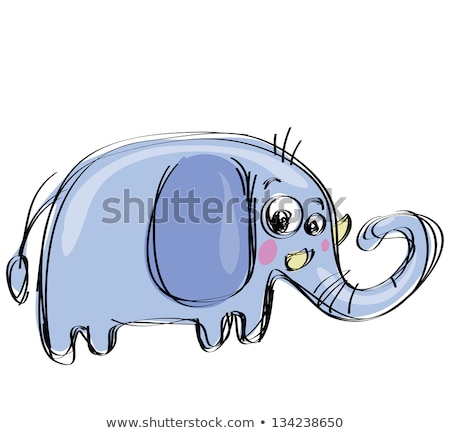 Сток-фото: Cartoon Baby Elephant In A Naif Childish Drawing Style