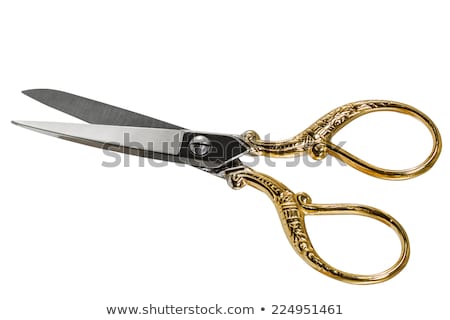 Stok fotoğraf: Gold Scissors Isolated With Path On White Background