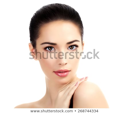 Zdjęcia stock: Beautiful Girl With Clean Fresh Skin White Background Copyspac