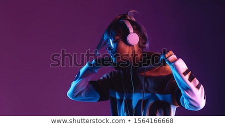 Stok fotoğraf: Beautiful Dj Girl With Headphones