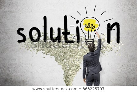 Foto stock: Solution Word Painted And Brush