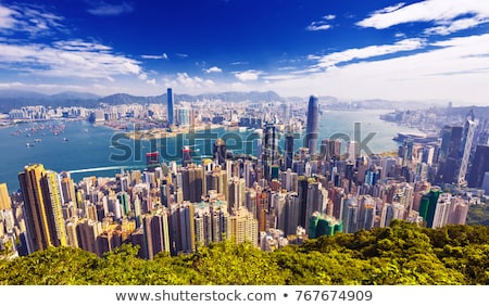 Stock fotó: Aerial View Of Hong Kong Futuristic Cityscape With Skyscrapers