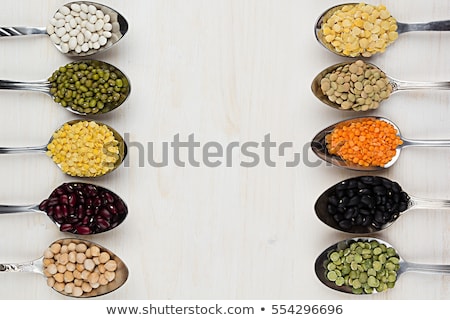 Stock photo: Border Of Green Lentil Closeup With Copy Space On White Background