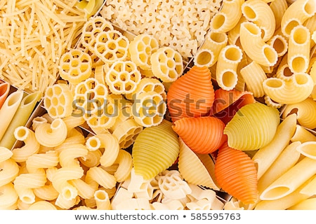 Stockfoto: Pasta Background Assortment Of Different Kinds Italian Macaroni In Chess Cells Top View