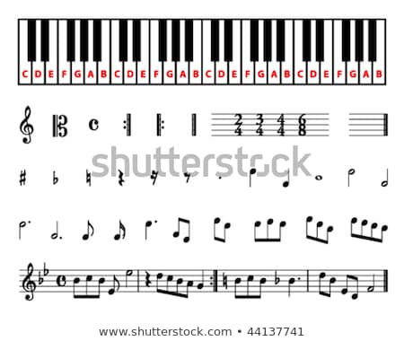 Different Symbols Of Music Notes And Line Paper Stock fotó © Toponium