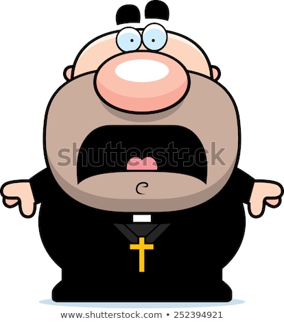 Stock fotó: Scared Cartoon Priest