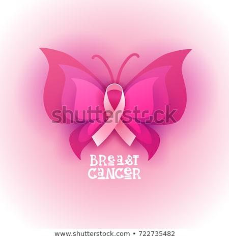 Zdjęcia stock: Breast Cancer Awareness Card Pink Ribbon Butterfly