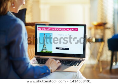 Stok fotoğraf: Laptop With Eiffel Tower