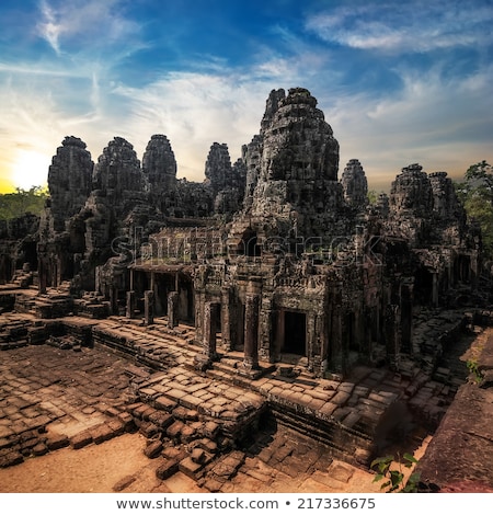 Imagine de stoc: Amazing View Of Bayon Temple At Sunset Angkor Wat Complex