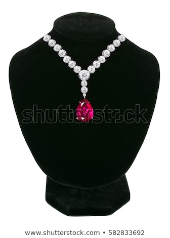 Imagine de stoc: Pendant With Red Gem Stones On Black Mannequin Isolated On White