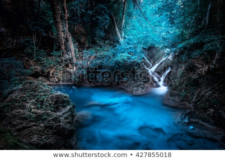 Stock fotó: Mystery Night At Tropical Forest With Waterfall Kanchanaburi Thailand