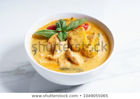 Foto stock: Pumpkin And Coconut Soup With Chicken