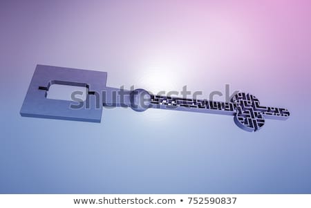 Foto stock: The Key Is A Maze On A Gray Gradient Background