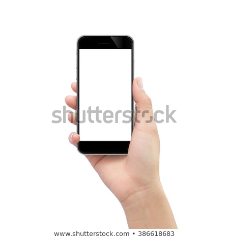 Stok fotoğraf: Hand Holding Cell Phone With Blank Screen