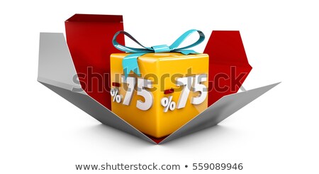 Foto stock: 3d Illustration Red Discount 75 Percent Off And In The Gray Box