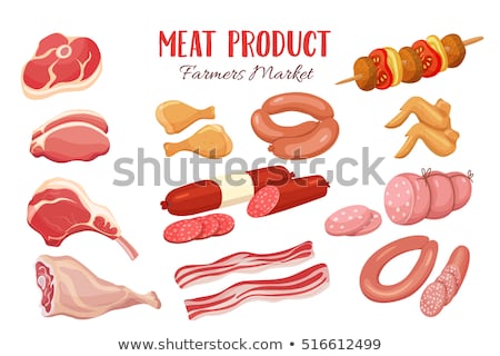 Stock fotó: Meat Vector - Smoked Sausage Fresh Meat Icon