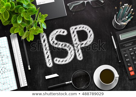 Foto stock: Isp On Black Chalkboard 3d Rendering