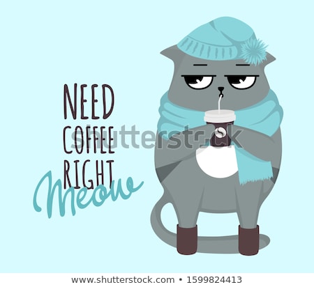 Foto stock: Cartoon Angry Winter Kitten