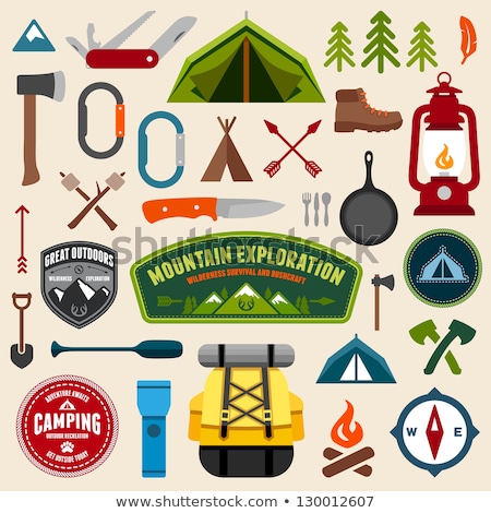 Zdjęcia stock: Set Of Camping Equipment Symbols