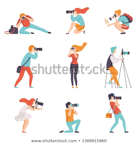 Stock fotó: Photographer Cameraman Set Vector Illustration