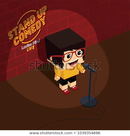 Stock fotó: Girl Stand Up Comedian Stage Illustration