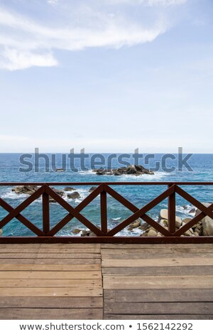 Stockfoto: Wooden Fence On The Pier At Caribbean Sea